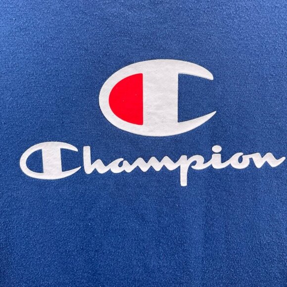 Champion Sweater Youth Extra Large 14/16 Blue Crewneck Logo Sweatshirt Jumper - Picture 2 of 8